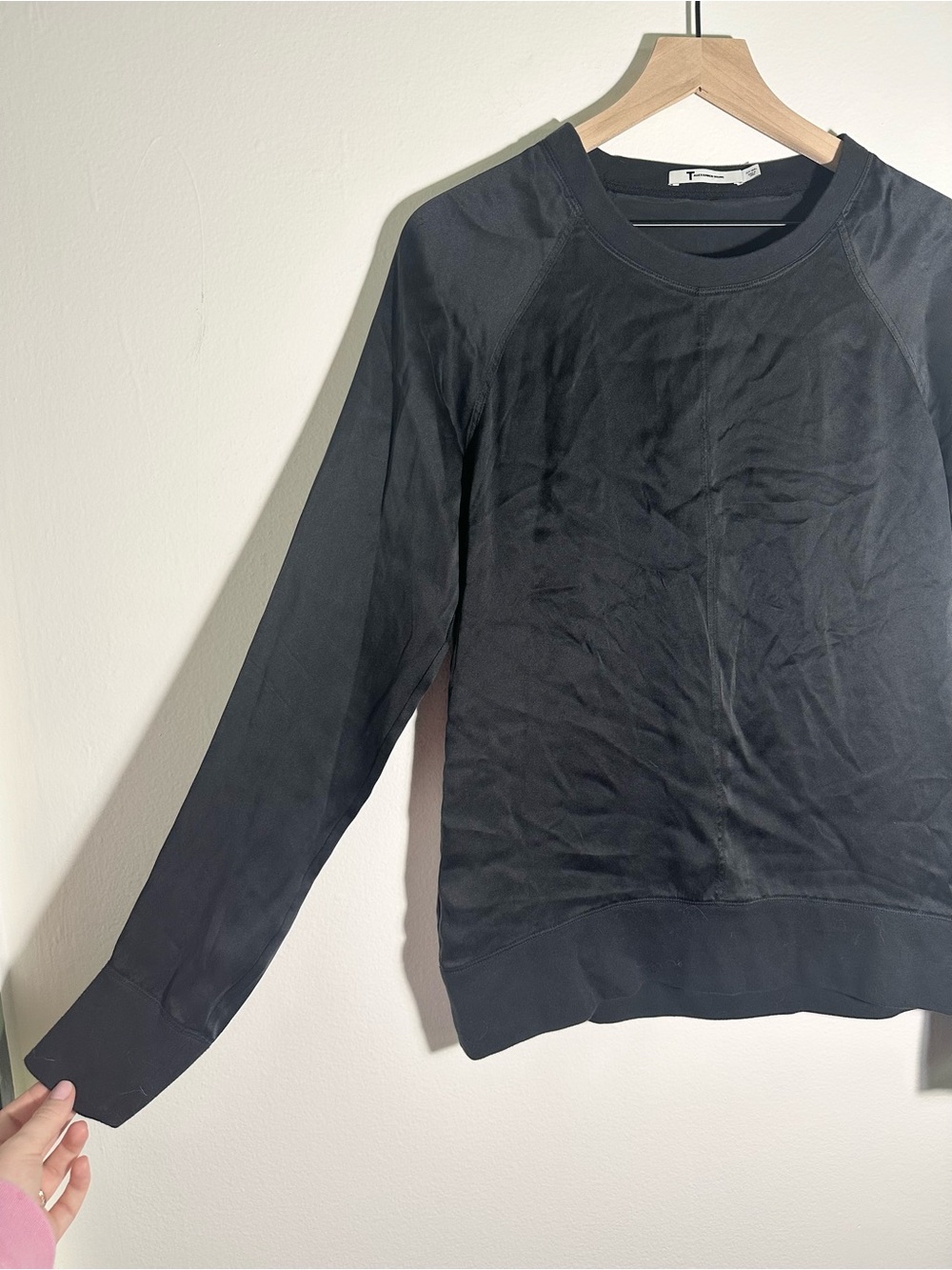 T by Alexander Wang Black Long-Sleeve Crewneck Shirt